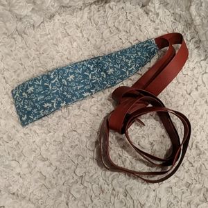 Anthropologie Chambray Floral Obi Belt